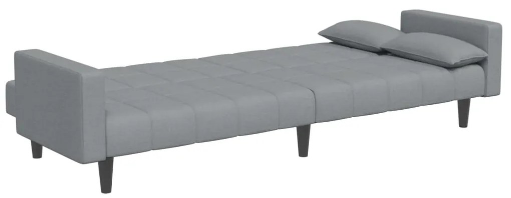Sofá-cama de 2 lugares c/ apoio de pés tecido cinzento-claro