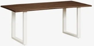 Mesa De Jantar Retangular 180x90 Cm Em Madeira De Acácia E Aço Maupi Gardénia Branco - Sklum