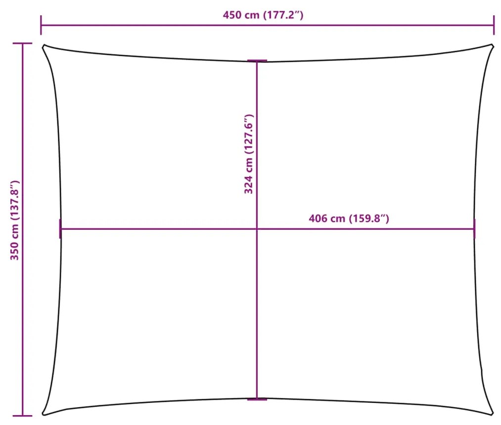 Para-sol estilo vela tecido oxford retangular 3,5x4,5 m branco