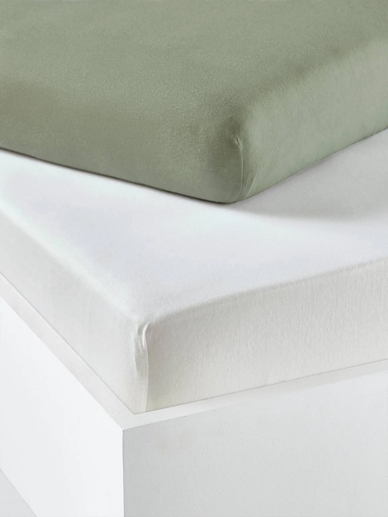 Lote de 2 lençóis-capa em jersey extensível, para bebé verde-salva