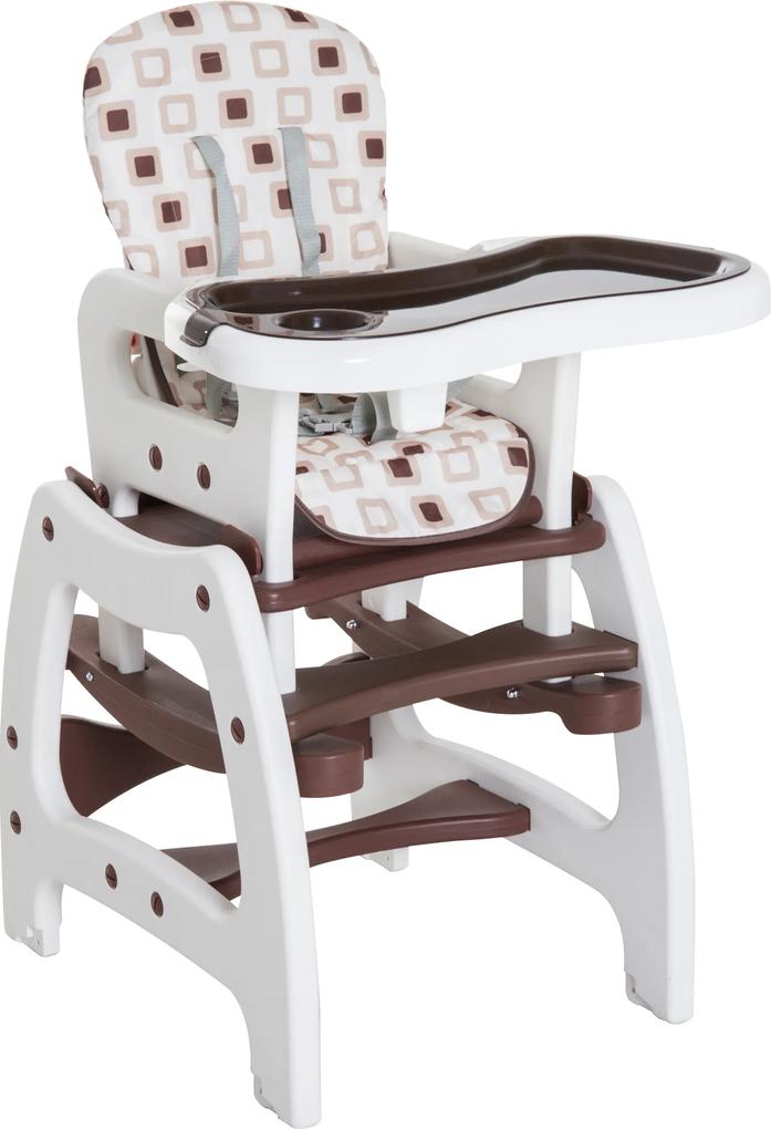 HOMCOM Cadeira de Bebé Multifuncional Conversível em Cadeira de Balanço e Cadeira + Mesa com Cinto de Segurança para Crianças 6-72 Meses 64x50x105cm