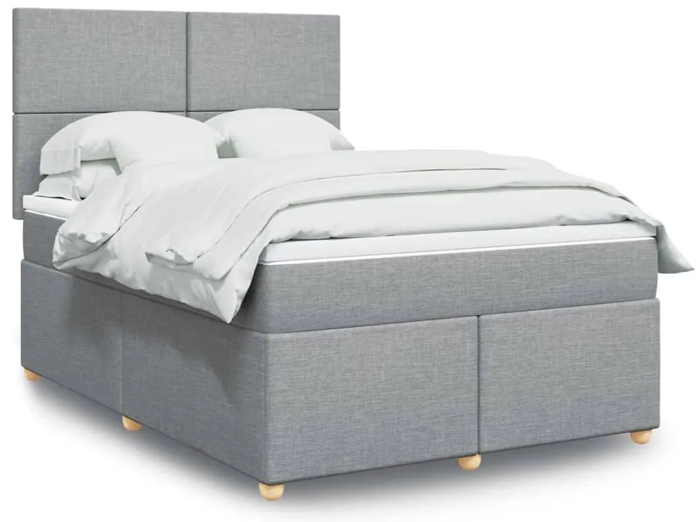vidaXL Cama com molas/colchão 160x200 cm tecido cinzento-claro