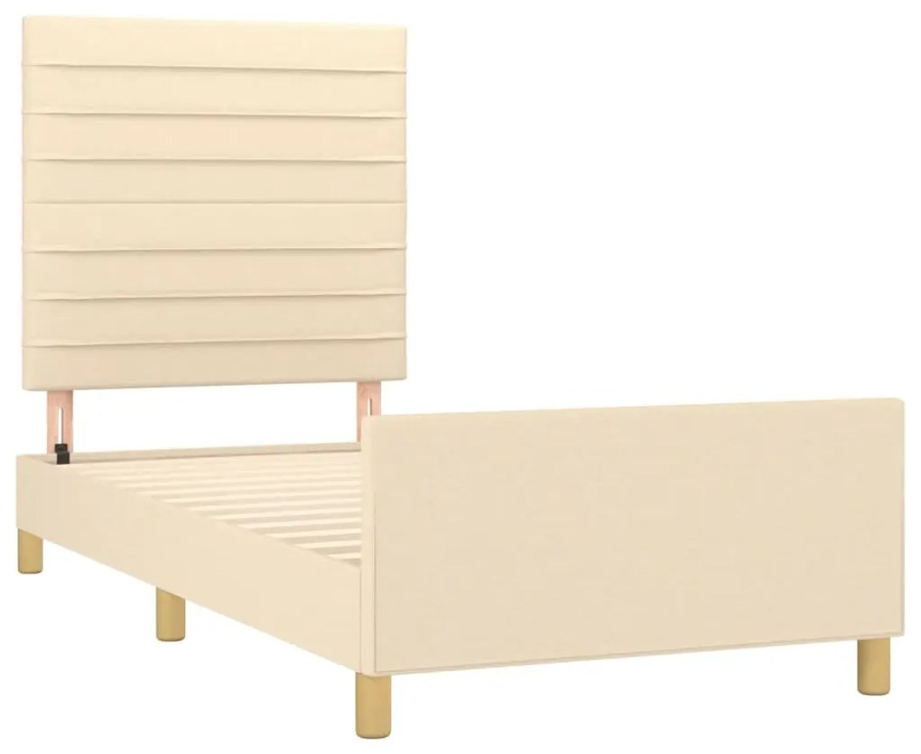 Estrutura de cama c/ cabeceira 100x200 cm tecido cor creme