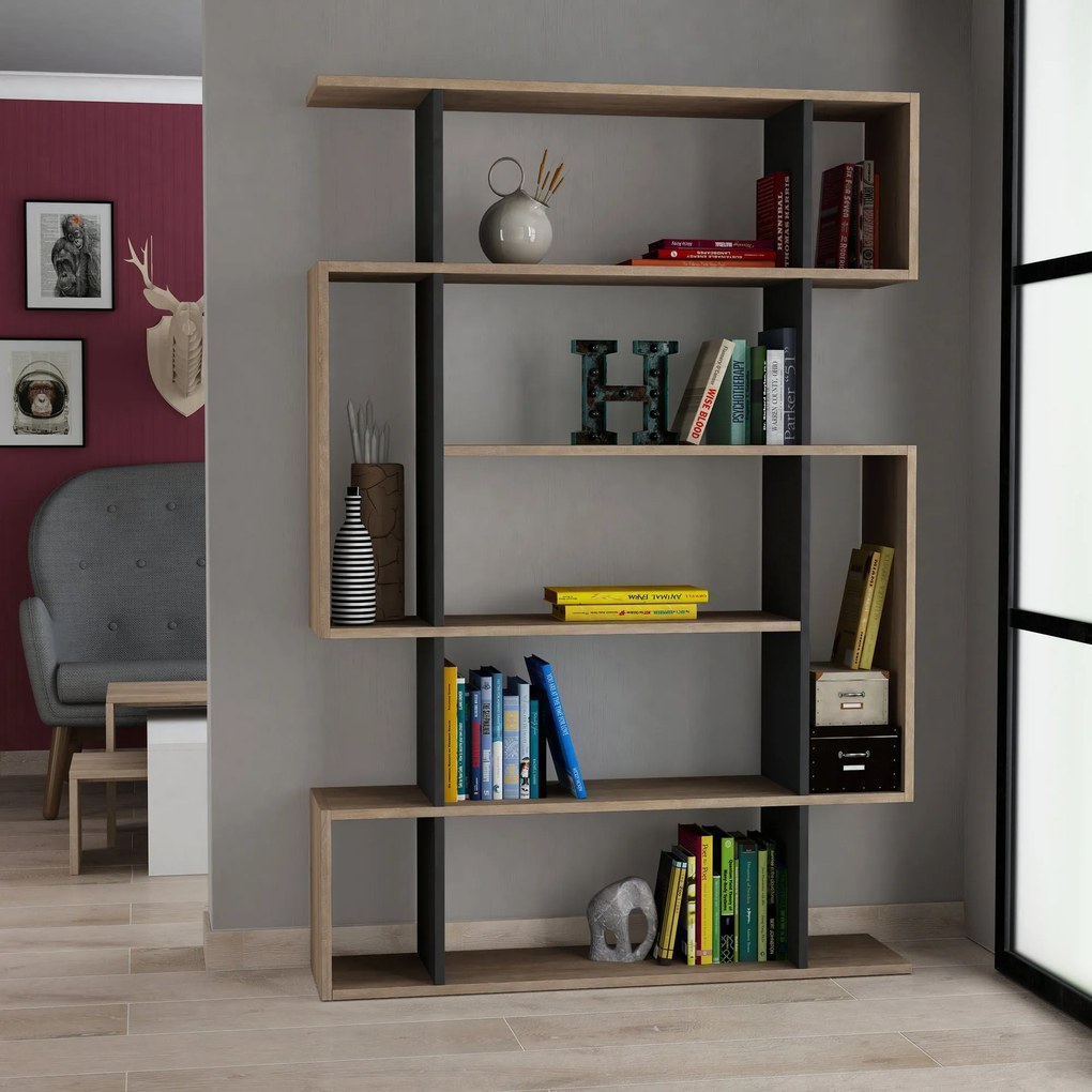 Estante Mito – Carvalho Sonoma e Antracite – 110x161x25,5 cm
