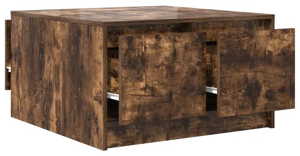 Mesa de centro com gavetas 70,5x70x40 cm carvalho fumado