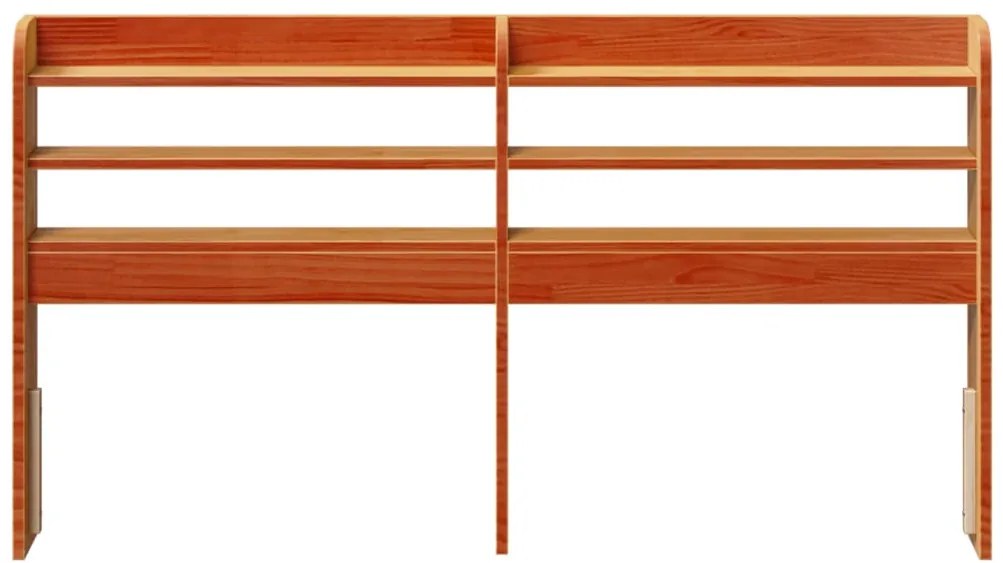 Cabeceira com prateleiras 150 cm pinho maciço castanho-mel
