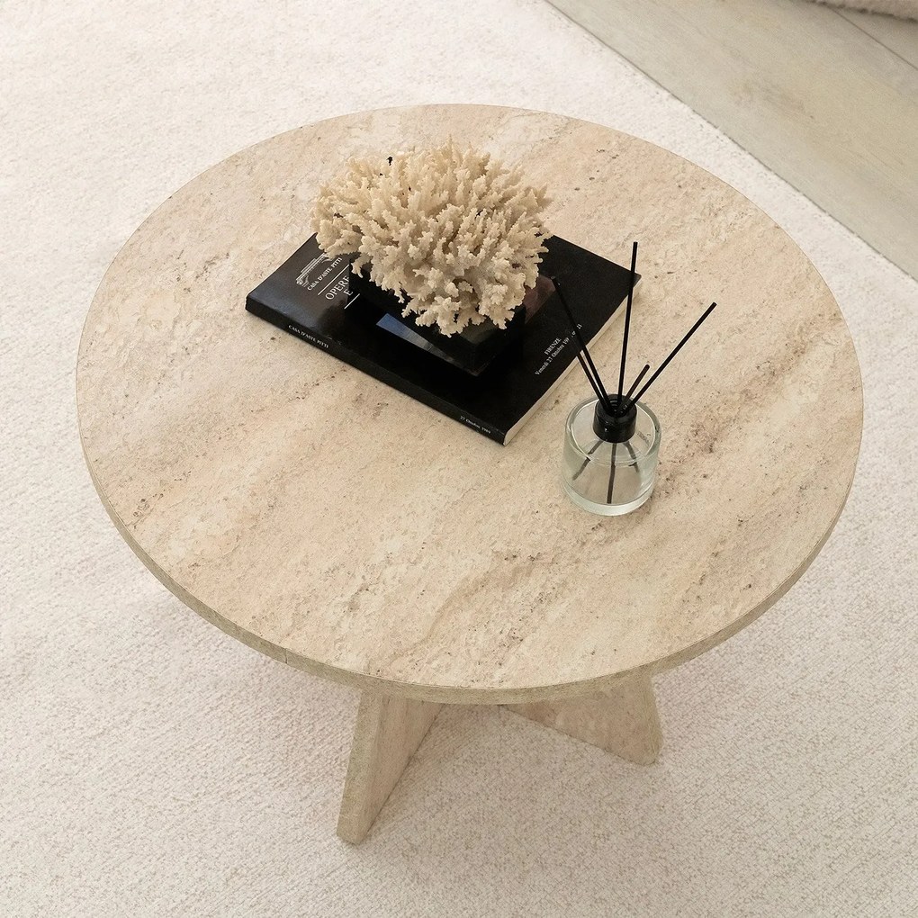 Mesa de Centro Mushroom – Travertino – 60 cm de diâmetro x 40 cm de al