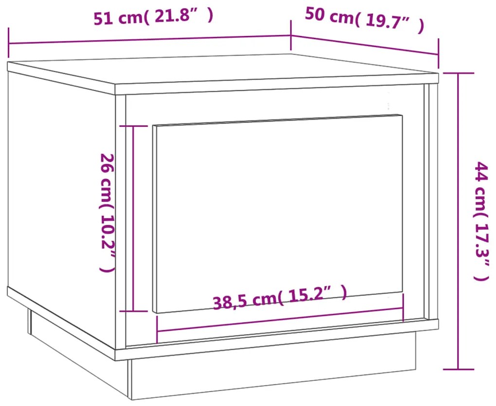 Mesa de centro 51x50x44 cm derivados de madeira cinzento sonoma