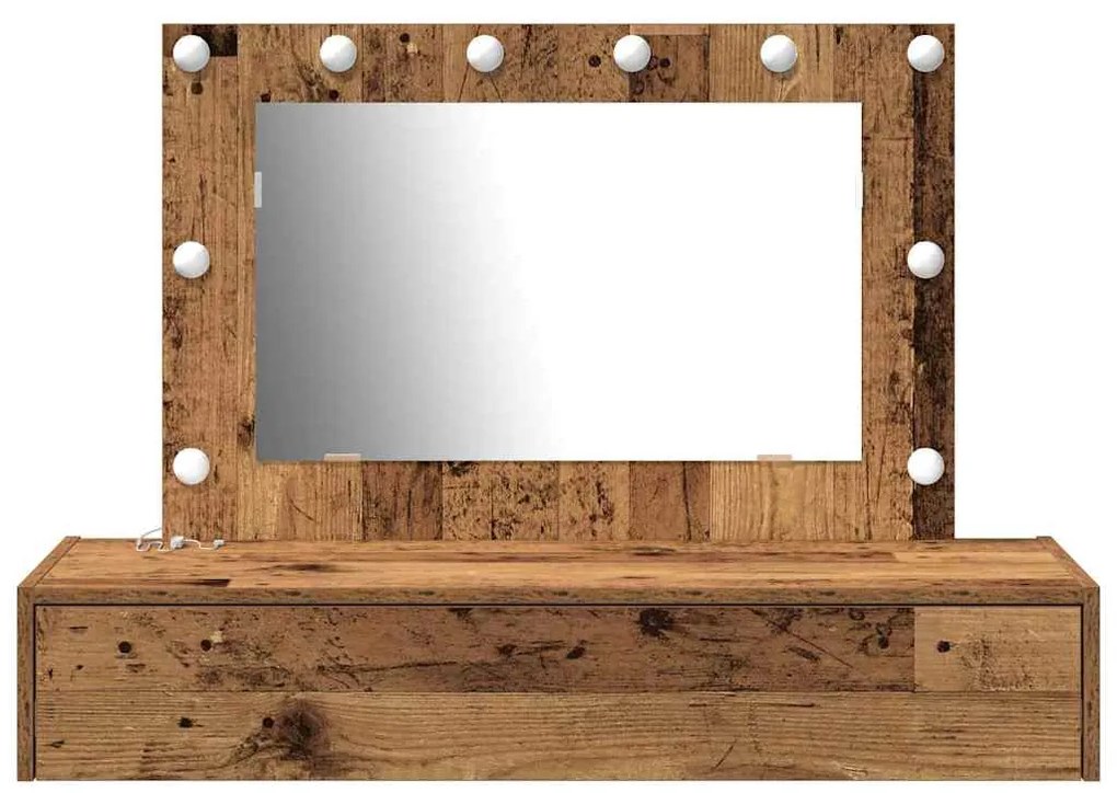 Mesa de Toucador Suspensa com Luzes LED Madeira Antiga