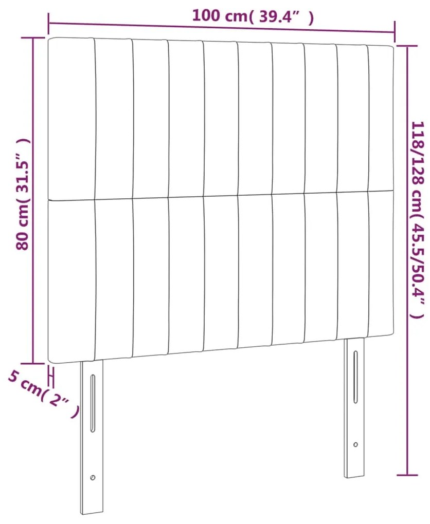 Cabeceira cama 2 pcs tecido 100x5x78/88 cm cinzento-acastanhado