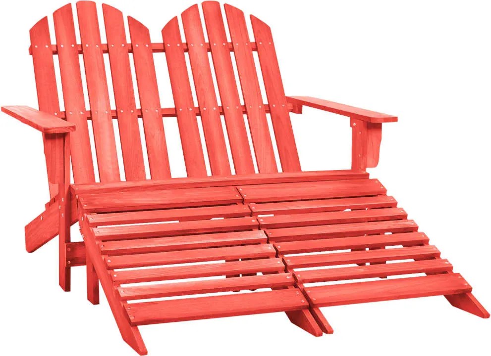 vidaXL Cadeira de jardim e otomano Adirondack 2 lugares abeto vermelho