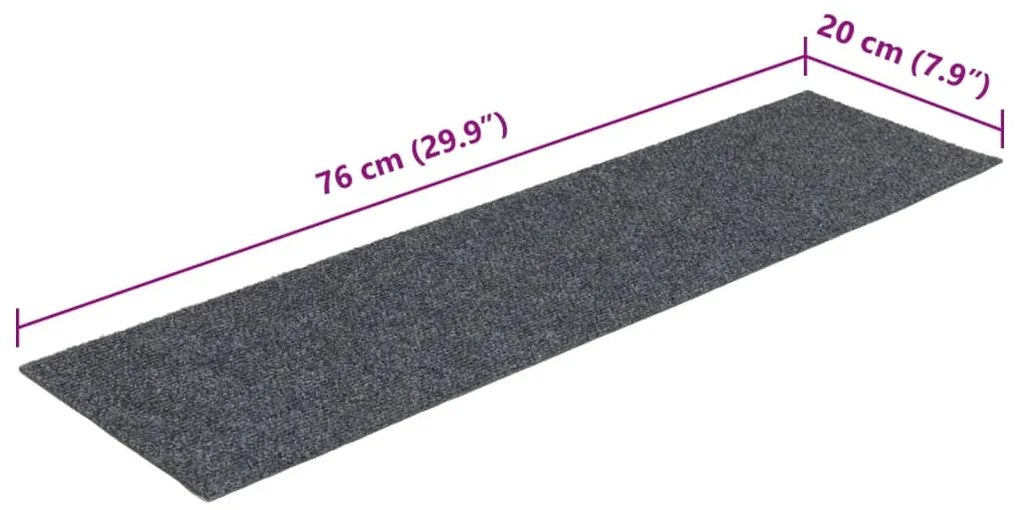 Tapetes de escada autoadesivos 15 peças 76x20 cm cinza claro retangula