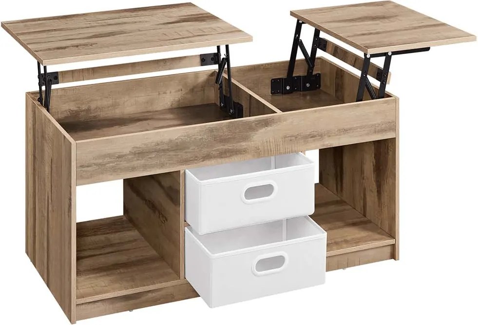 Mesa de centro com 2 gavetas e compartimentos 50 x 100 x 48 cm Castanho + Branco