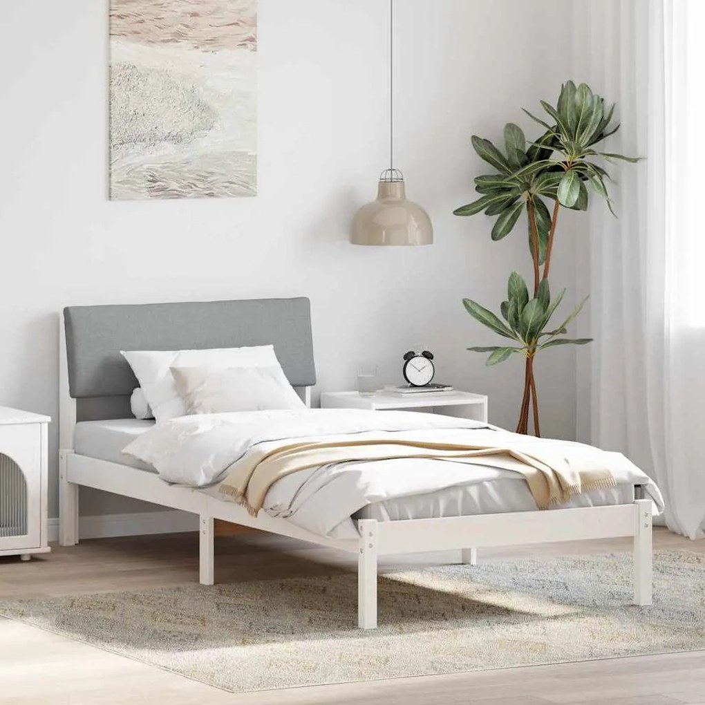 vidaXL Estrutura da cama Branco e cinza claro 100 x 200 cm