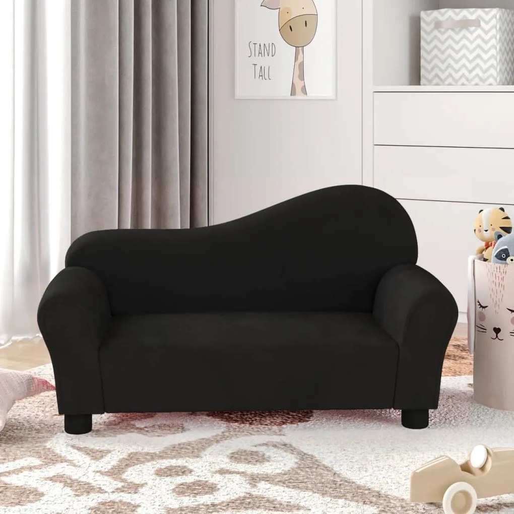 344163 vidaXL Sofá infantil veludo preto