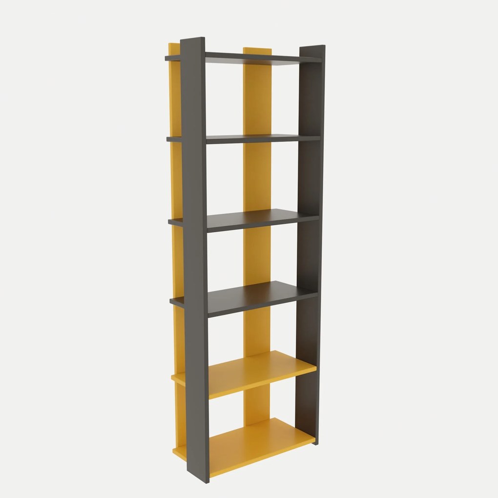 Estante Sakran – Antracite/Amarelo – 63x180x32 cm
