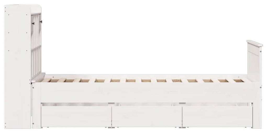 Cama com estante sem colchão 90x190 cm pinho maciço branco