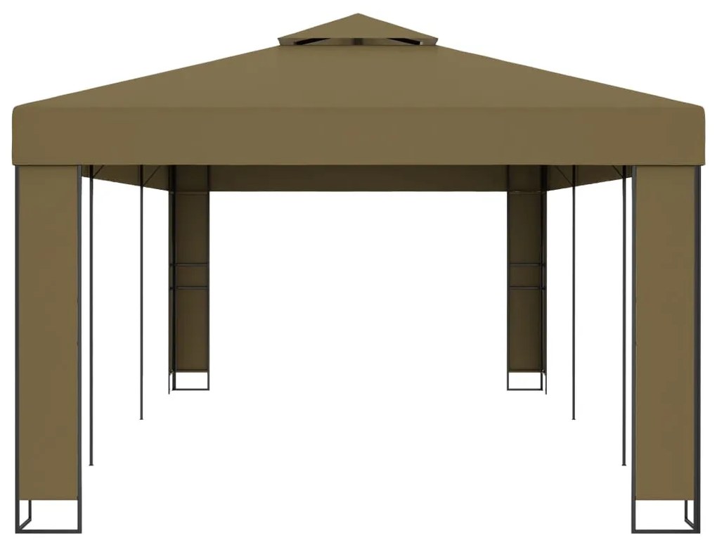 Gazebo com telhado duplo 3x6 m 180 g/m² cinza-acastanhado