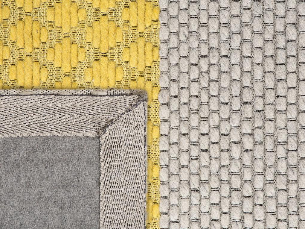 Tapete em lã amarela e cinzenta 80 x 150 cm AKKAYA Beliani