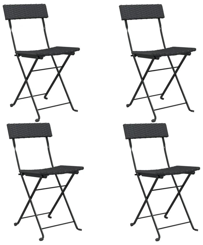 Cadeiras de bistrô dobráveis 4 pcs vime PE e aço preto