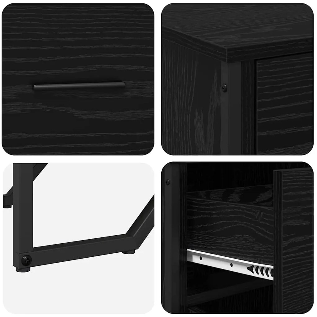 Aparador Carvalho Preto 97x32,5x74,5 cm Madeira Engenheirada
