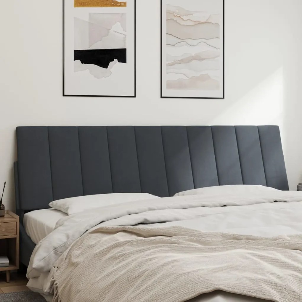 Almofadão de cabeceira 180 cm veludo cinzento-escuro