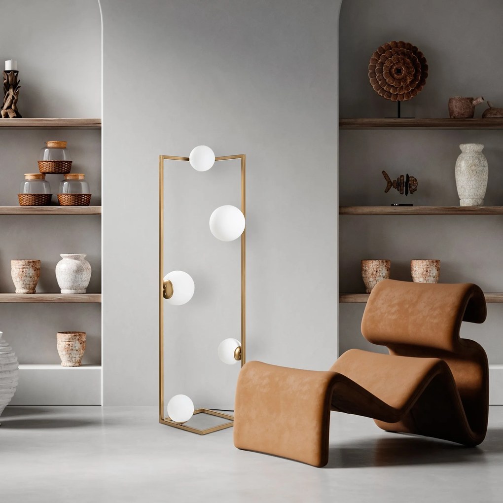 Candeeiro de Pé Corner – Dourado – 35 x 35 x 157 cm