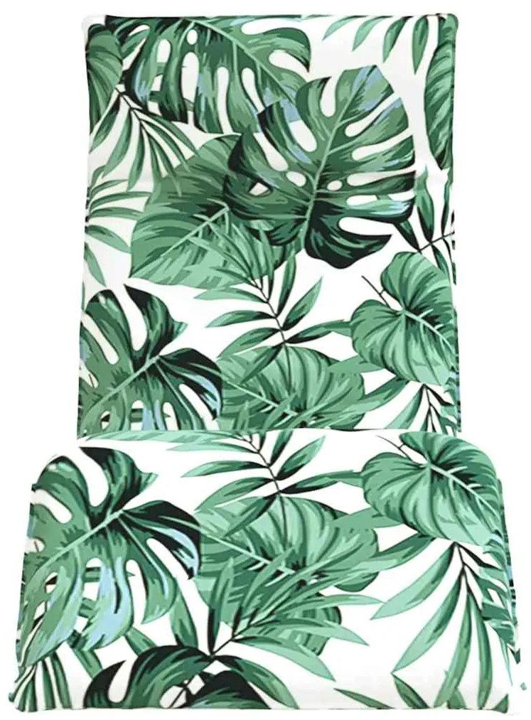 Espreguiçadeira dobrável 175x54x8,5 cm Padrão de folhas