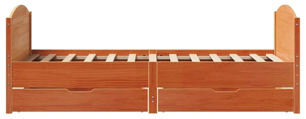 Cama sem colchão 100x200 cm pinho maciço castanho-mel