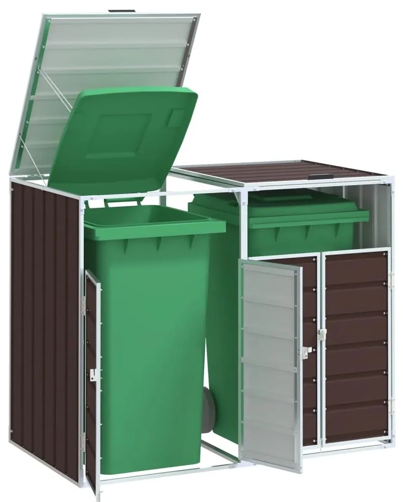 vidaXL Contentor c/ rodas p/ dois caixotes lixo 144x81x113 cm aço