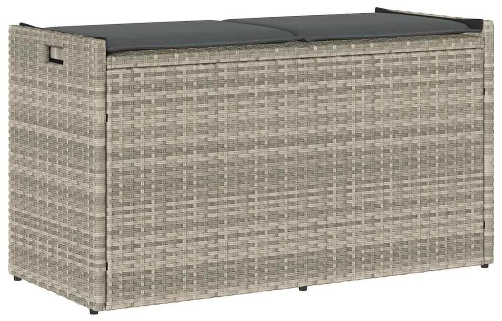 vidaXL Banco de arrumação exterior com almofadão 100 cm vime PE