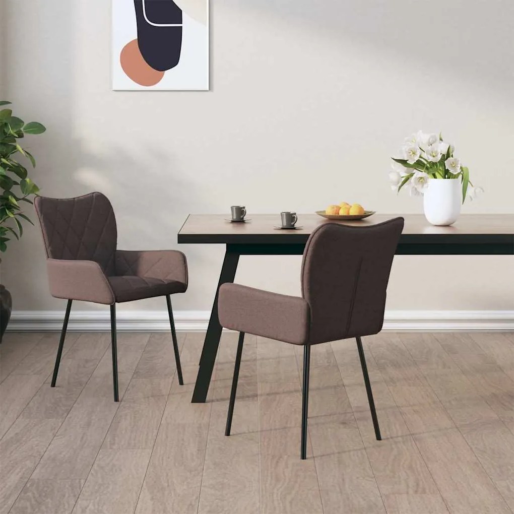 vidaXL Cadeira de jantar Castanho 55 x 58 x 82 cm tecido