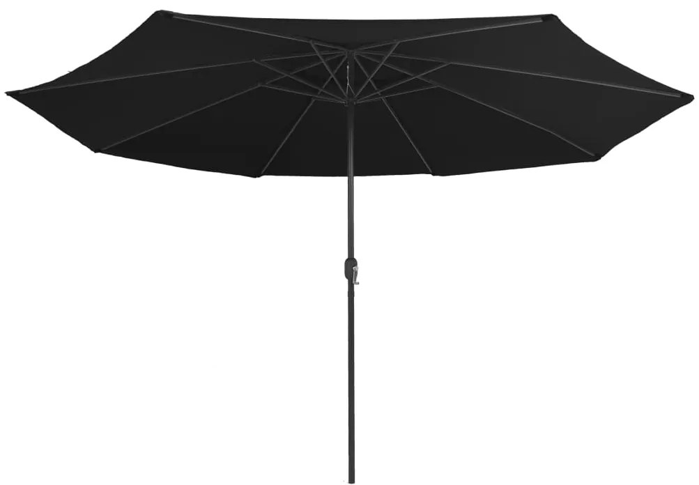 Guarda-sol de jardim com poste de metal 390 cm preto