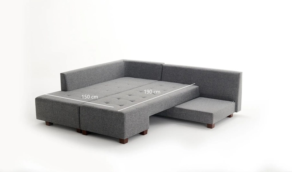 Sofá-Cama de Canto Manama – Cinza – 280x85x206 cm