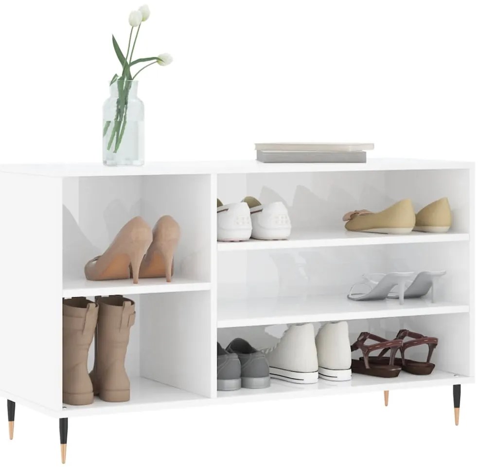 Sapateira 102x36x60 cm derivados de madeira branco brilhante