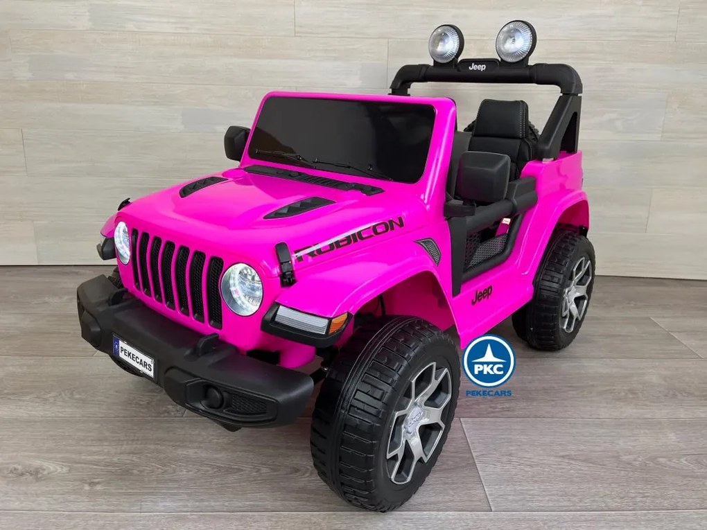 Carro eletrico crianças Jeep Wrangler Rubicon MP4 12V 2.4G Rosa