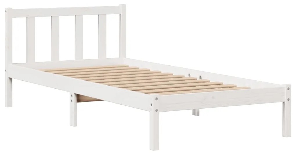 Cama com estante sem colchão 75x190 cm pinho maciço branco