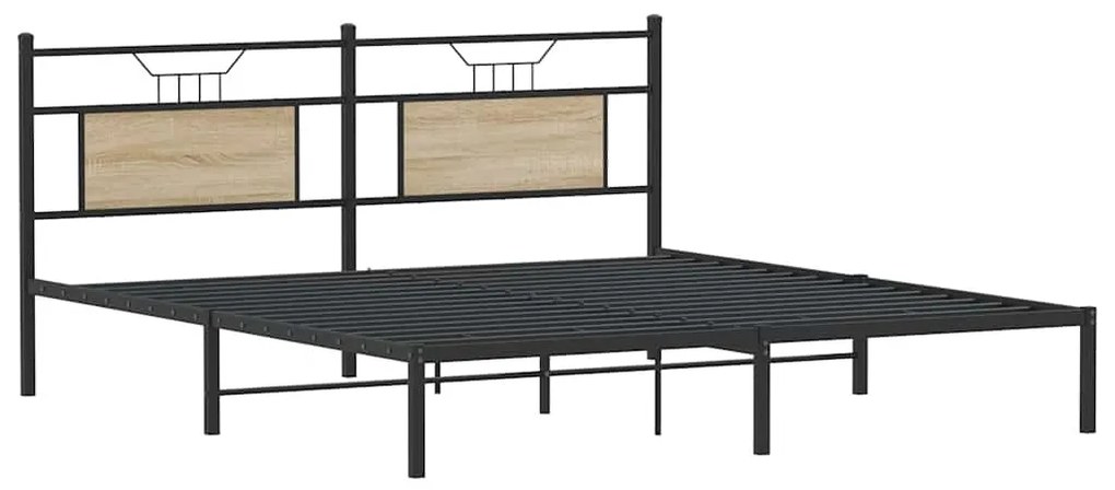 Estrutura de cama sem colchão 183x203 cm carvalho sonoma