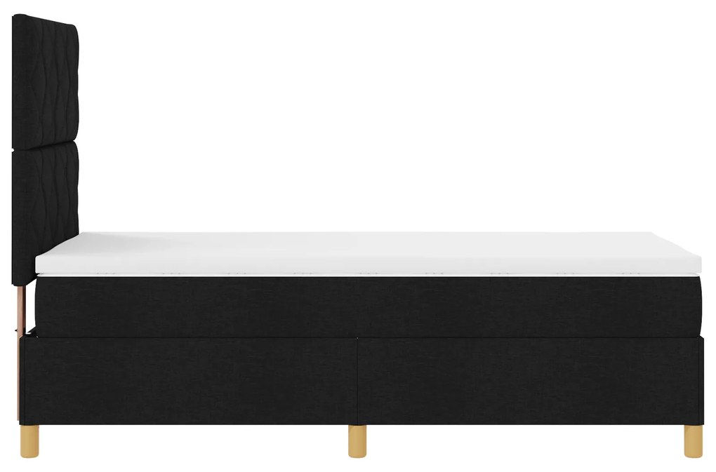 Cama Box Spring com Colchão & LED Preto 90x200 cm Tecido