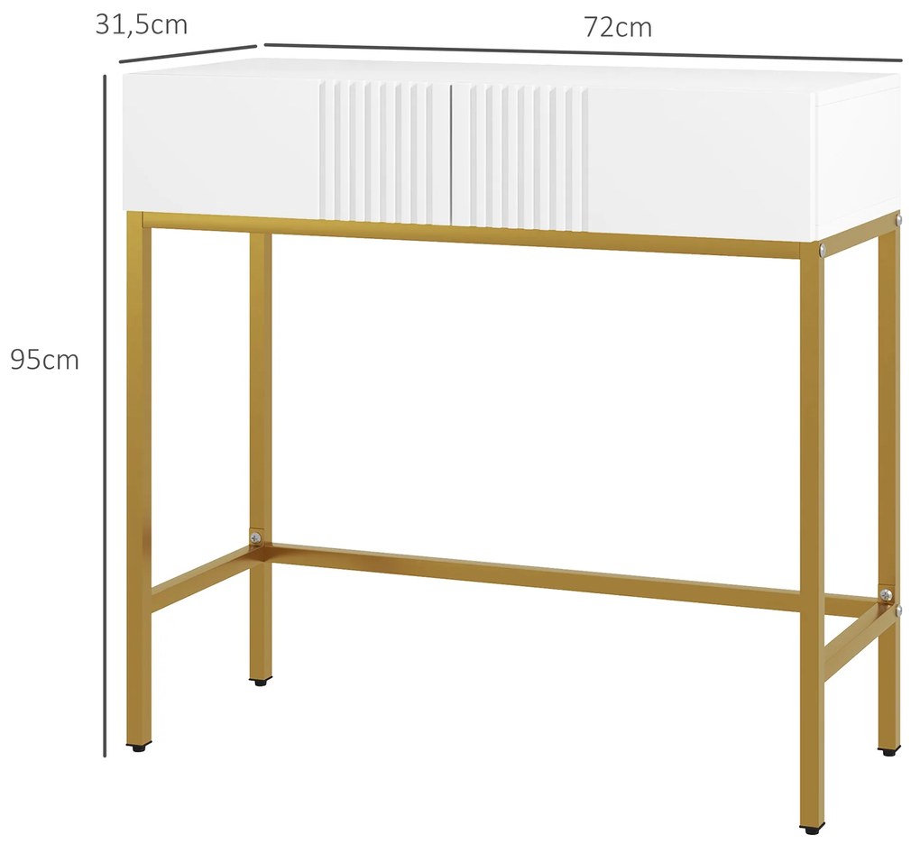 HOMCOM Mesa Consola Moderna Mesa de Entrada com 2 Gavetas e Pés de Aço