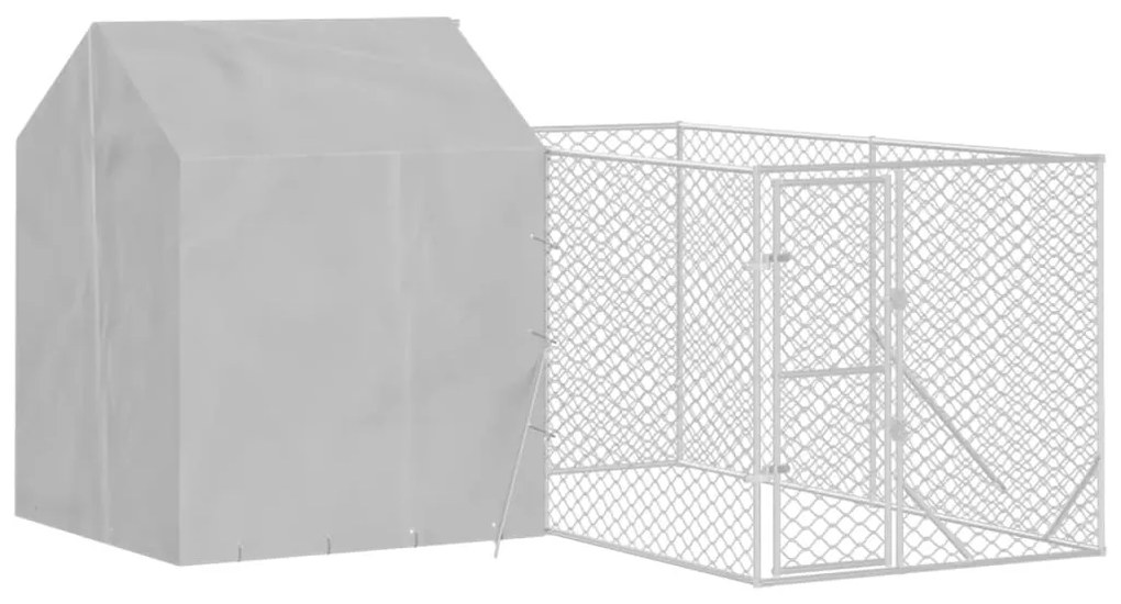 Canil de exterior com teto 4x4x2,5 m aço galvanizado prateado