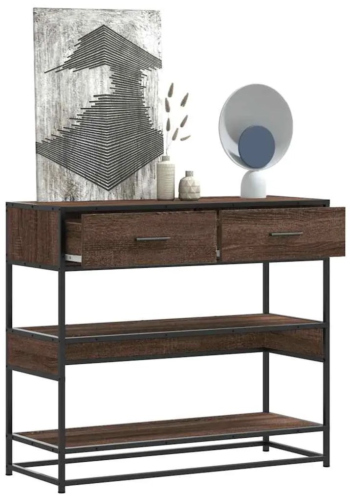 Mesa consola 90x35x80 cm derivados madeira carvalho castanho