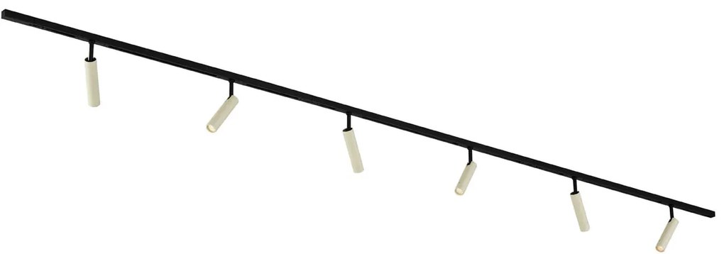 Sistema de iluminação de trilho moderno com 6 focos bege e pretos monofásicos - Slimline Uzzy