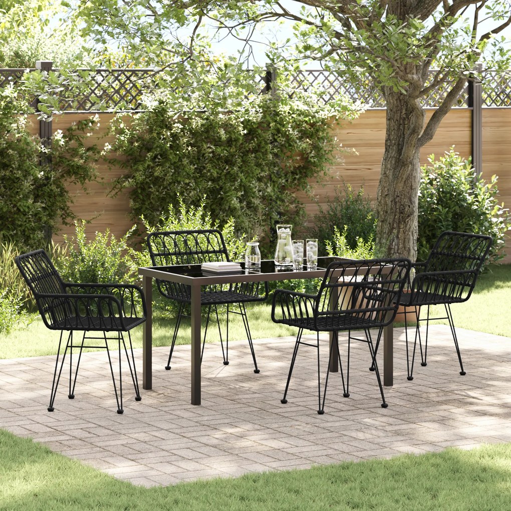 vidaXL Conjunto de Jantar de Jardim 5 Peças Preto em Polirattan