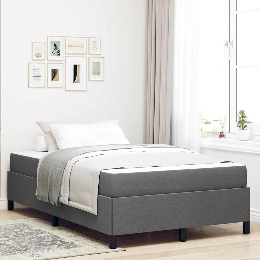 vidaXL Cama Box Cinza Escuro 120 x 200 cm tecido