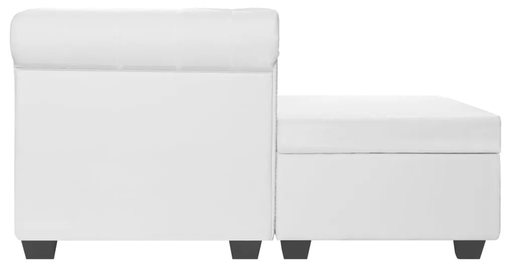 Sofá Chesterfield em forma de L couro artificial branco