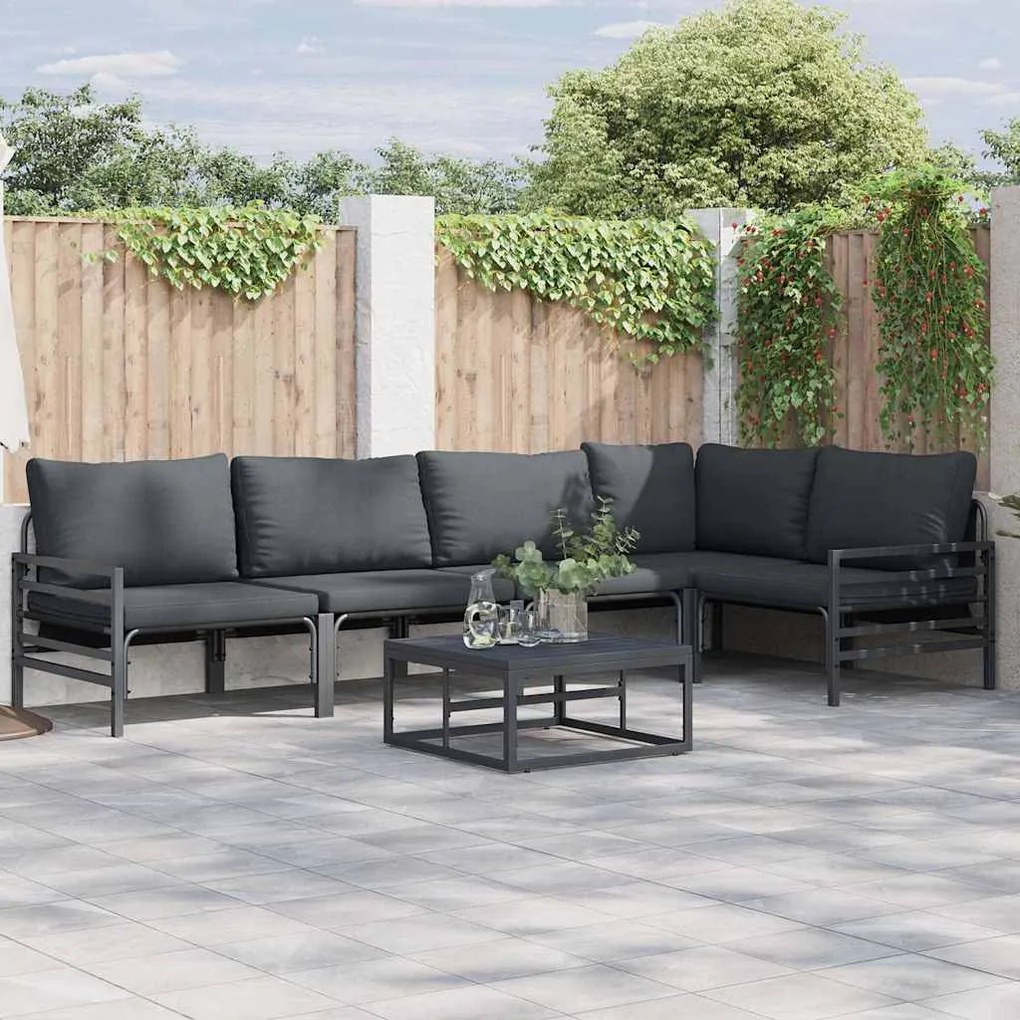 vidaXL Conjunto de Sofá de Jardim 5 pcs Cinzento-escuro Aço
