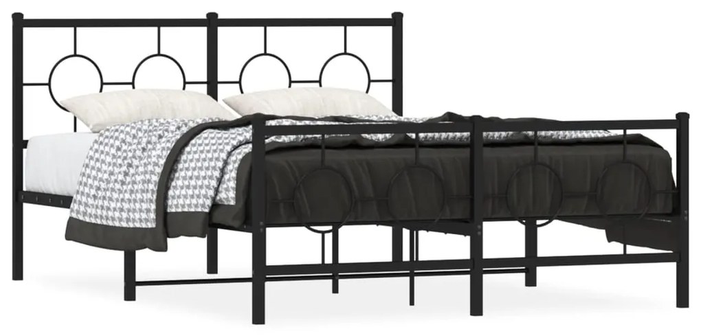 vidaXL Estrutura de cama com cabeceira e pés 140x190 cm metal preto