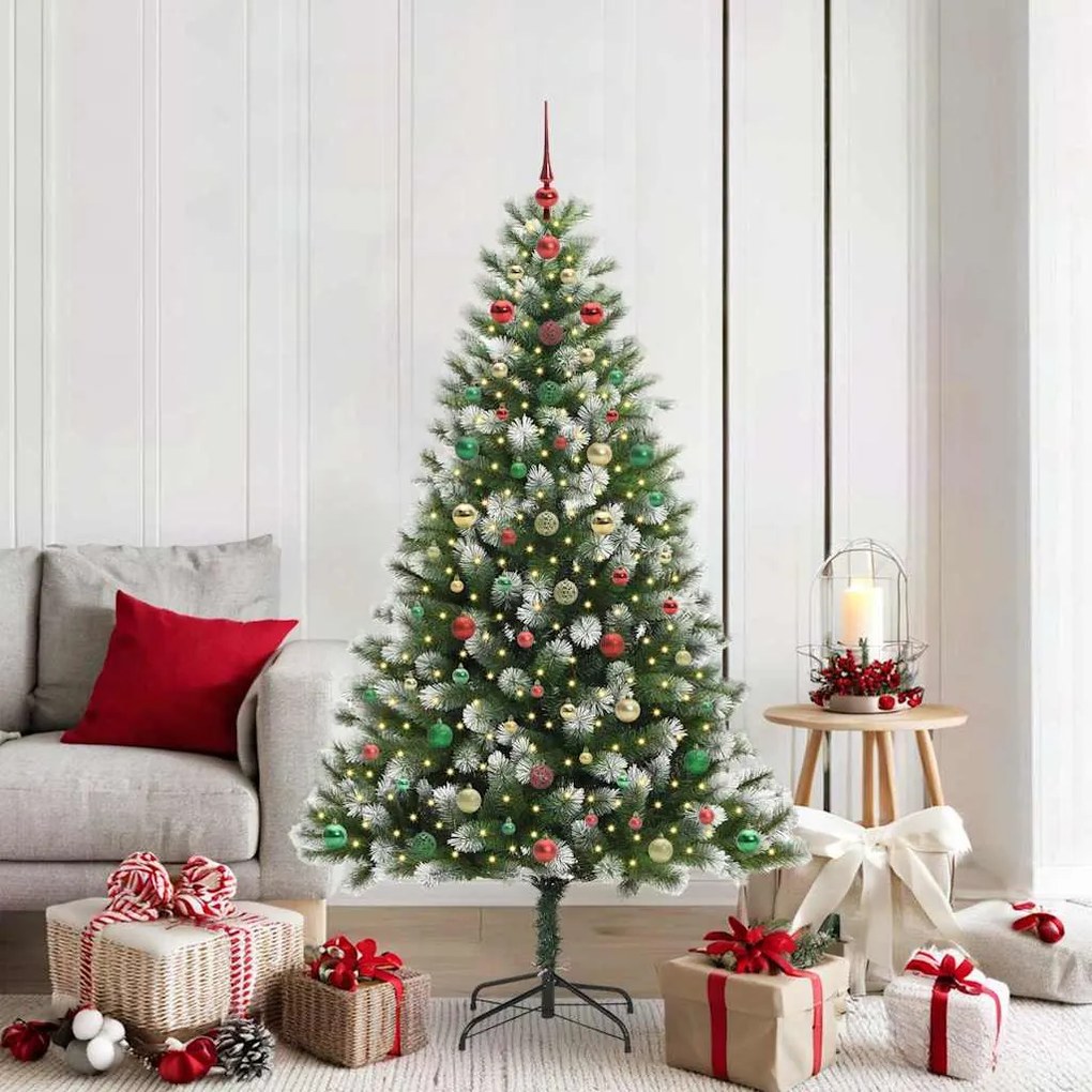 vidaXL Árvore de Natal Artificial com Dobradiças e Neve Coberta 180 cm