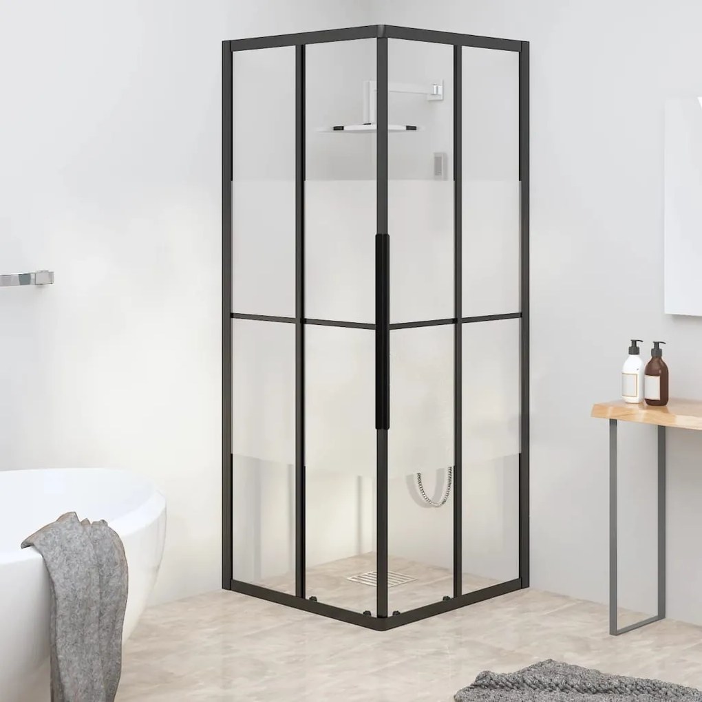 Cabine de duche ESG semiopaco 80x80x180 cm preto